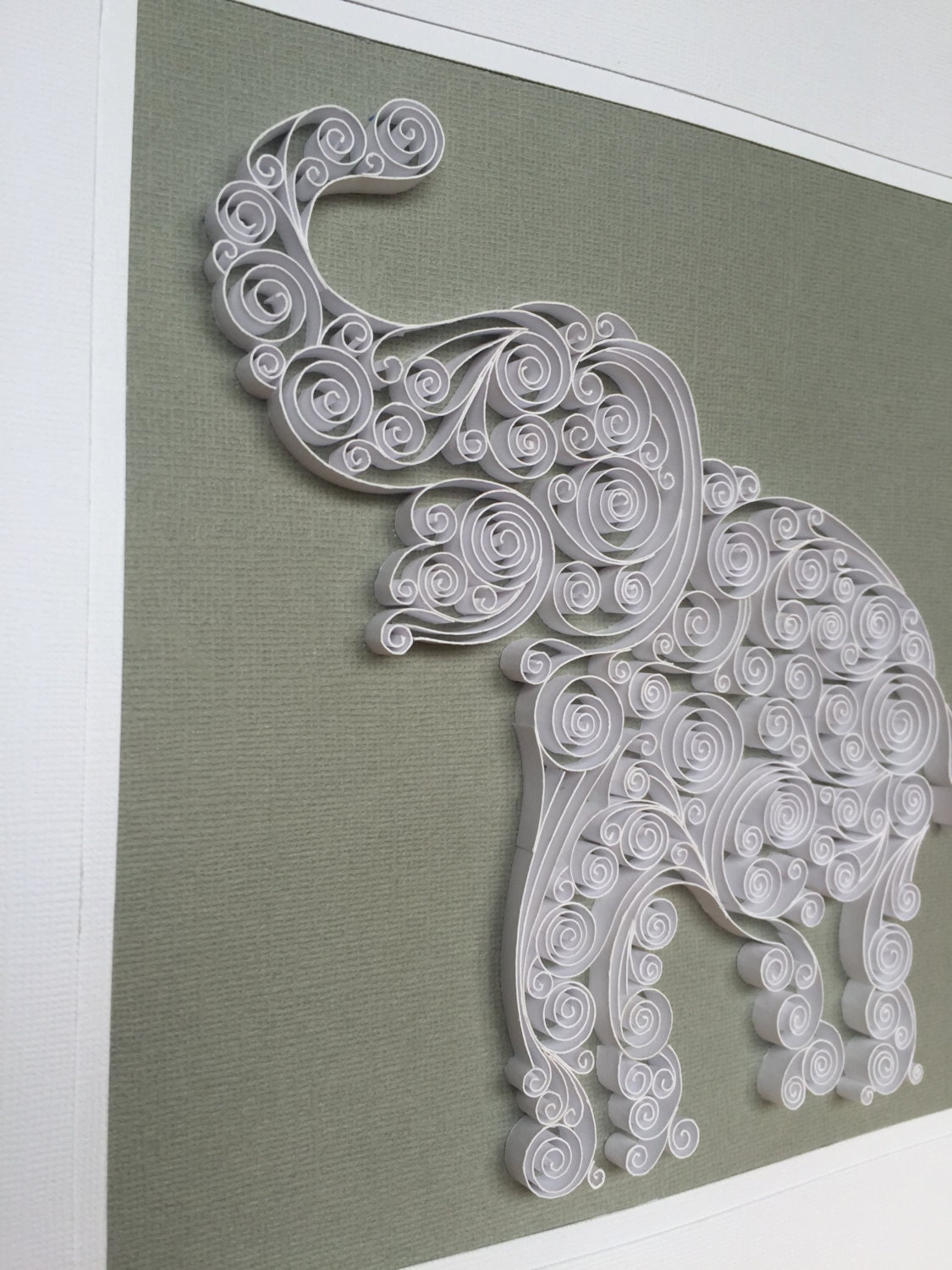 Quilled Elephant Silhouette Paper Art