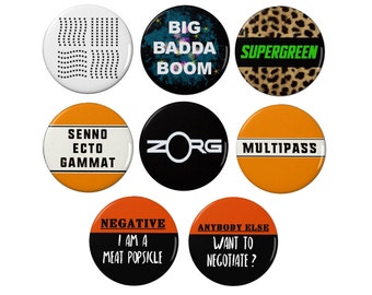 Fifth Element - Pin Back Badges/Fridge Magnets - TV - Film - Sci Fi - Books - Multipass - leeloo - supreme being tattoo - ruby rhod