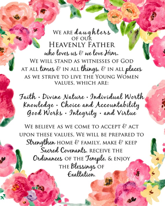 LDS Young Women X Large Theme Value Digital Print