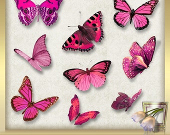 10 Butterflies Clip Art Vol. 1 - Butterfly Overlays - Photoshop Overlays - Butterfly Overlay - pink Butterflies - Instant Download - png