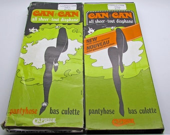 Vintage 60s Pantyhose Can Can Caprice All Sheer Coppertone Tall 100 % Nylon With Coton Gusset 163 cm - 176 cm Up to 145 lbs New In Box