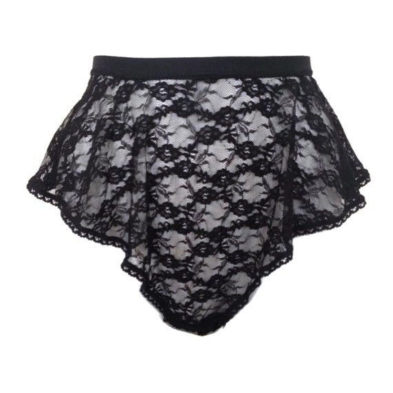 Lace French Panties / Sheer Lace Panties / Black Lace Knickers