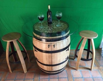 Wine Barrel Bistro Table Cabinet