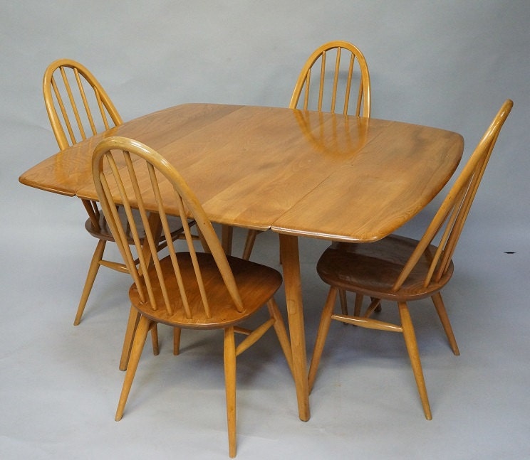 Vintage Ercol Elm Drop Leaf Dining Table and Chairs Haute Juice