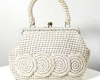 Sac vintage raphia blanc