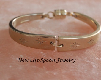 Gold Color Bracelet "Dirilyte" Gold Bracelet Wedding Gift Handmade Silverware Bracelet Vintage Jewelry Spoon Bracelet--103bb