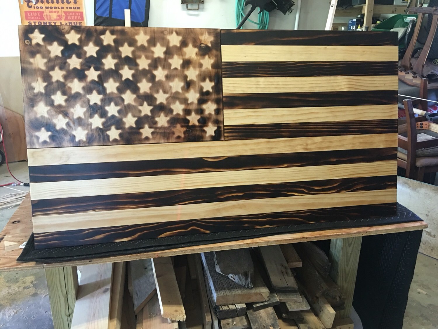 Wooden concealment American flag