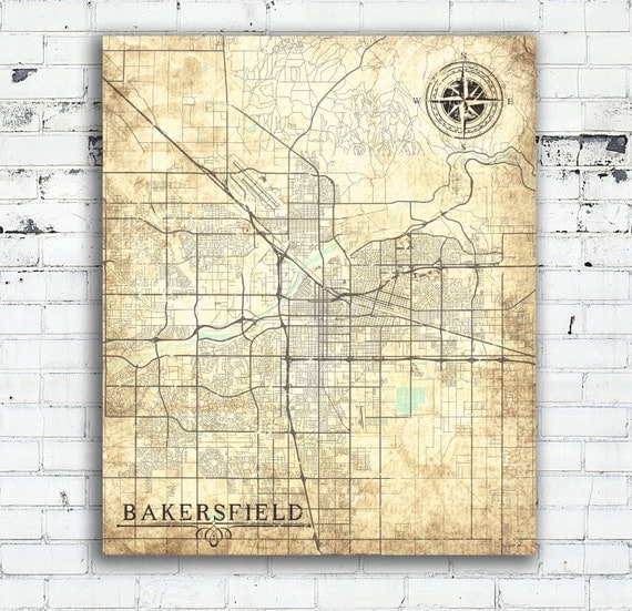 BAKERSFIELD CA Canvas Print California Vintage map Bakersfield