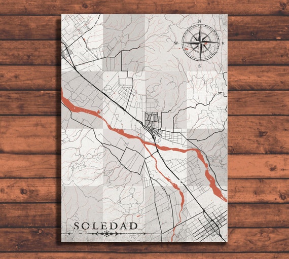 SOLEDAD California Vintage map Soledad City map by NatalyBorichArt