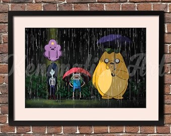 My Neighbor JAKE Art Print - Adventure Time / My Neighbor Totoro Mashup, Studio Ghibli, Japan, Anime, Fan Art