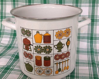 Mid century stock pot 4 quart enamel ware enamel sixties groovy retro