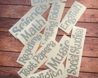 1.5" Notebook Subject Labels ~ Solid Colors! Set of 5, perfect for spirals, folders, binders!