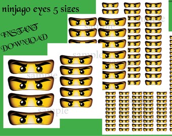 INSTANT DL- Ninjago eyes -for Balloon, Stickers, Lollipop, Favor bags, Cups - Ninjago birthday party (SET of 5 sizes)