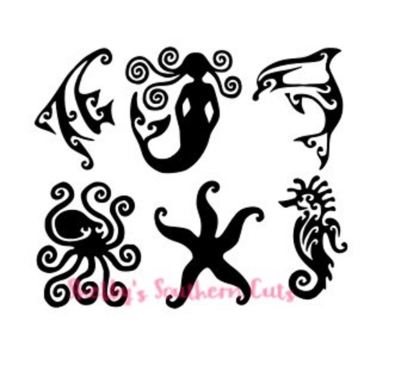 Download Mermaid Fish Dolphin SVG file starfish sea horse