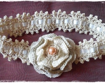 Beige vintage flower-headband for every age