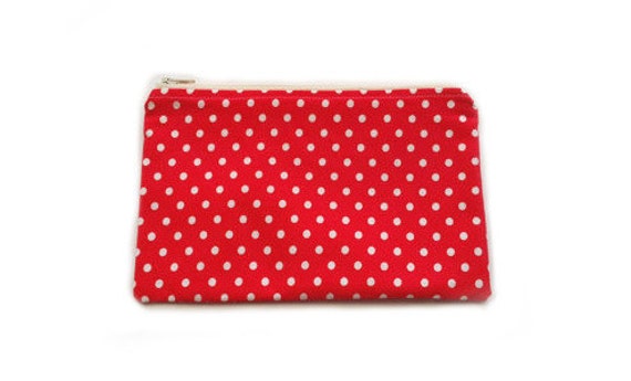 Polka dots makeup organizer, cosmetic storage case, makeup case, zipper pouch, toiletry bag, bridal shower gift, bag organizer, makeup pouch