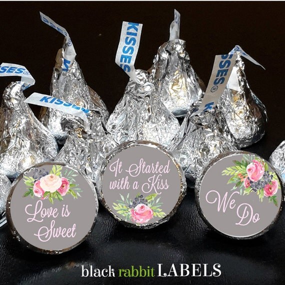 108 Hershey Kiss® Stickers Wedding Shower by BlackRabbitLabels