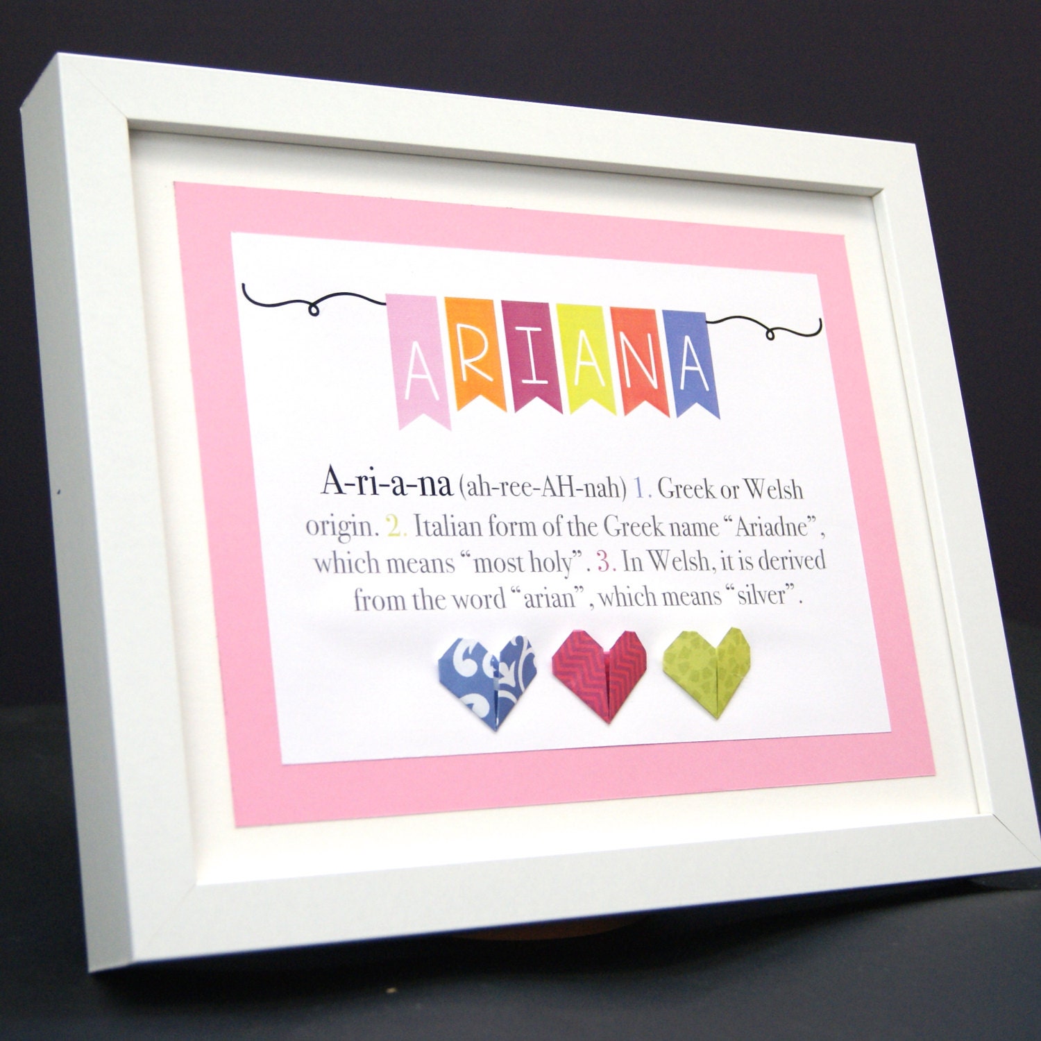 Personalized Name Origin and Meaning Paper Origami Frame