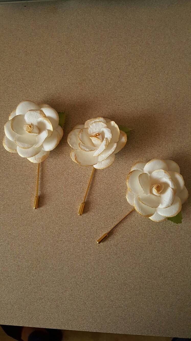White rose lapel pin