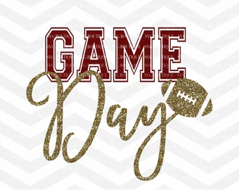 Game Day SVG File, Sunday Football Cut File, T shirt SVG, Glitter, Cutting File, Png, Cricut, Silhouette, Cut Files, Quote Overlay, Word Art