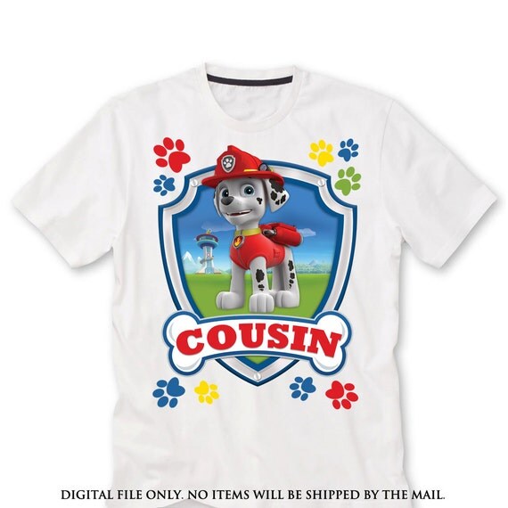 Cousin Paw patrol birthday shirt iron on by lauraspartyshop