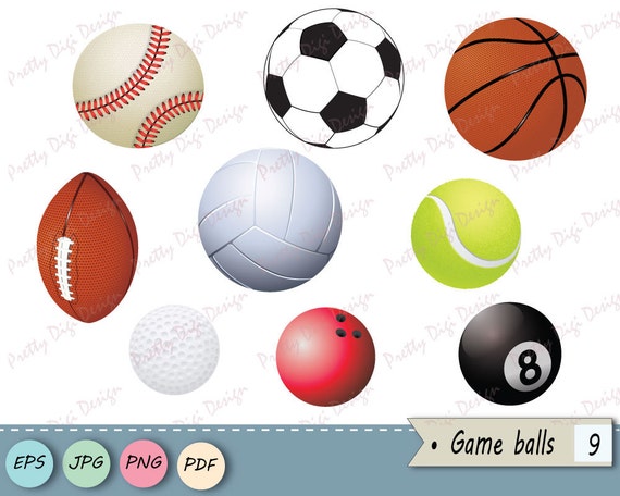 Game balls clip art Baseball Soccer Basketball Football