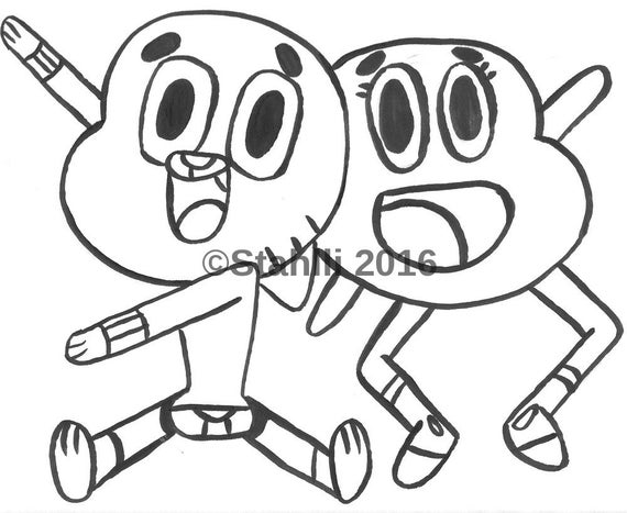 Items similar to Gumball and Darwin Inspired Coloring Book Page Digital