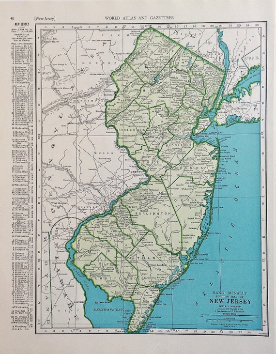 New Jersey Map Vintage Map Of New Jersey With Map Of New