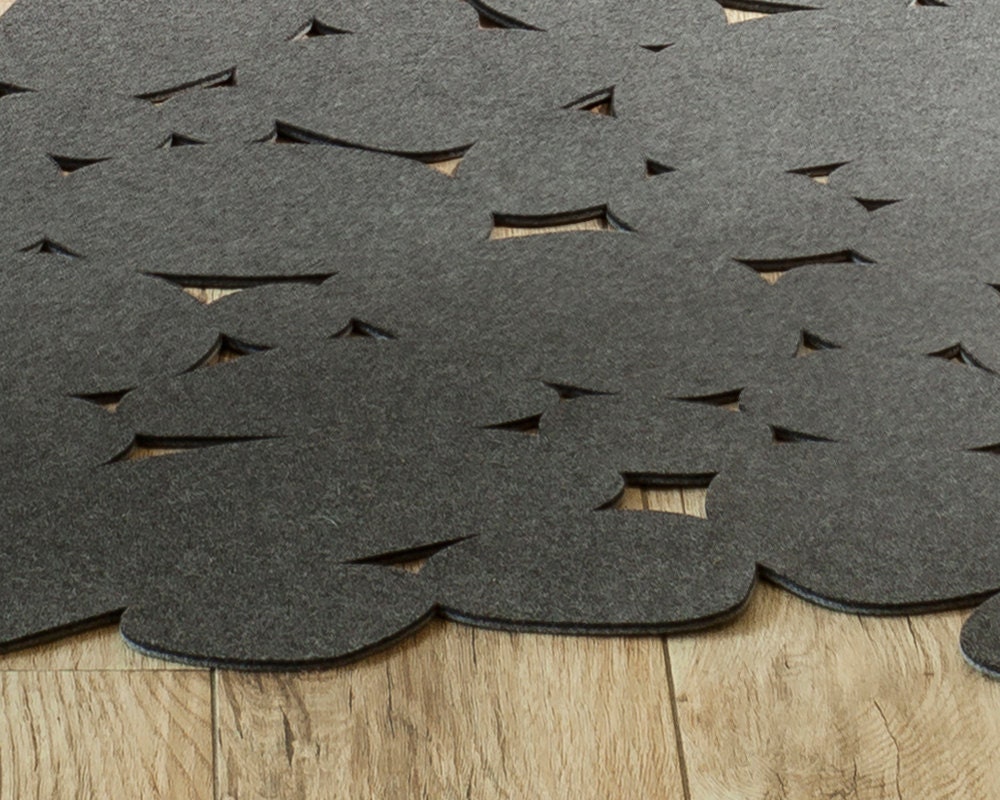 Pebbles Rug wool felt rug felt area rug cut out rug modern