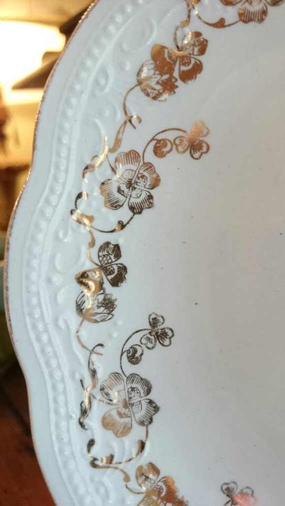 Antique Lady Plate/ Gold Floral Design/ by RiverwoodCottage