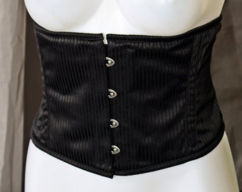 Private Zone Black-on-black Pinstripe Waist Cincher