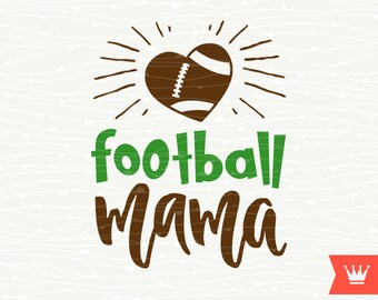 Football Mama SVG Decal Cutting File - Football Mom Cheer Mother Love Heart T-Shirt Iron On Transfer for Cricut Explore, Silhouette Cameo