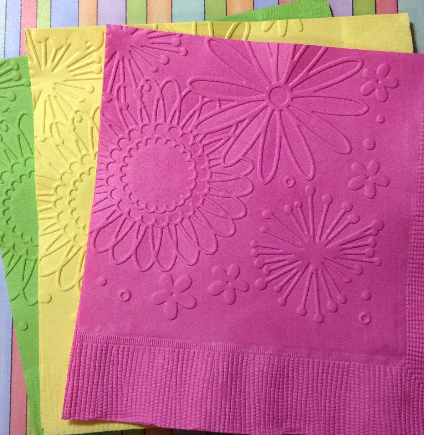 Floral Napkins Embossed Paper Napkin Wedding Anniversary