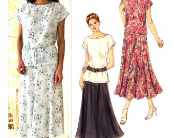 2011 Kwik Sew 3233 Bateau Neckline Top with Cap Sleeves and Flared Panel Skirt, Uncut, Factory Folded, Sewing Pattern Multi Size XS-XL