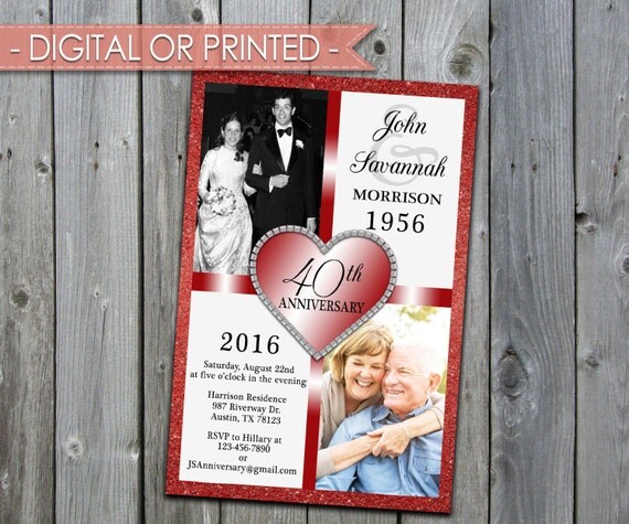 40th Wedding Anniversary Invitation Wedding Anniversary