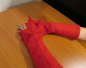 Custom Maple Leaf Pattern Fingerless Gloves and Armwarmers