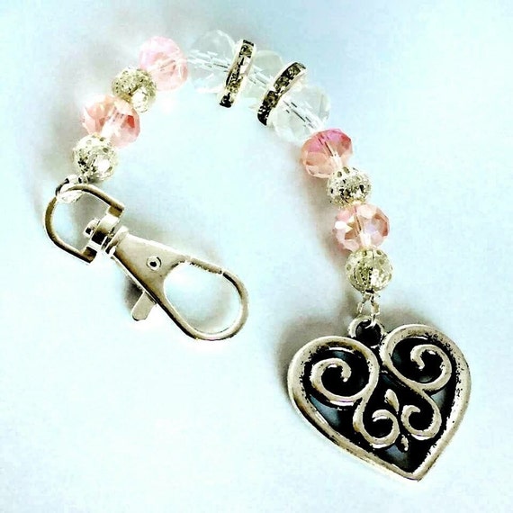 Items similar to Heart keychain, girly keychain, pink keychain on Etsy