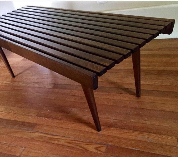 Mid Century Slat Bench By Lufthouse On Etsy