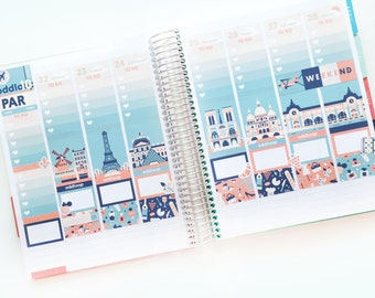 Travel the World: Paris Planner Stickers Weekly Kit (CREATE A SCENE!) - For use with Erin Condren Vertical Lifeplanner