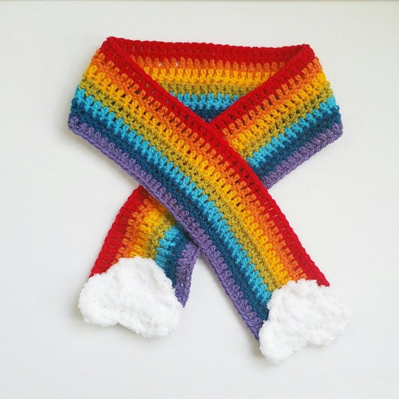 Rainbow scarf. Crochet scarf. Crochet rainbow scarf. Bright