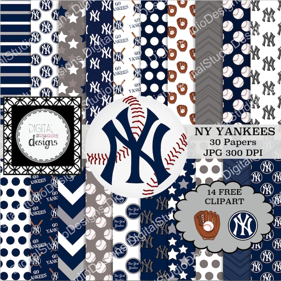 New York Yankees Baseball Digital Paper by DigitalStudioDesigns