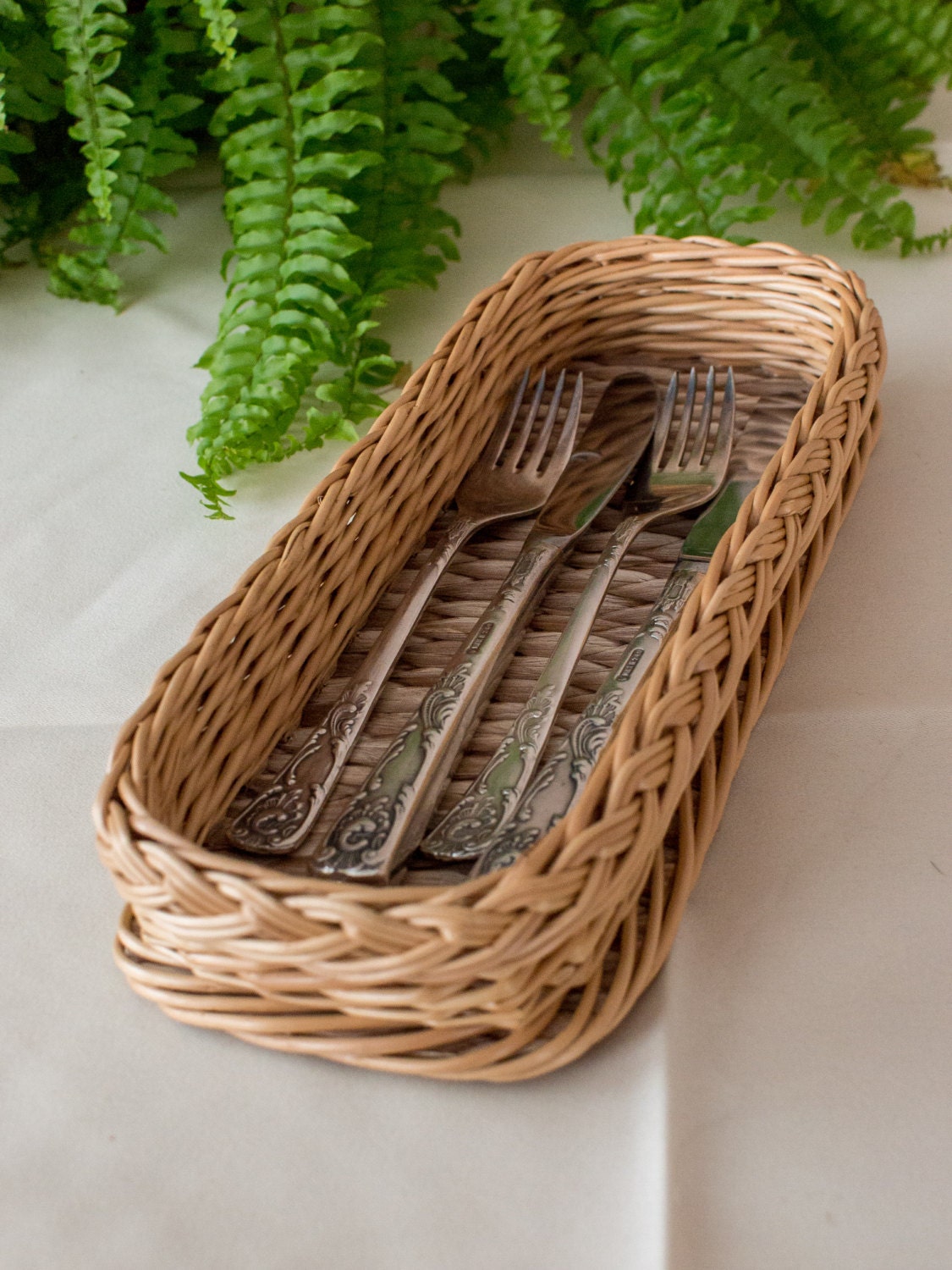 Wicker flatware basket / tray / platter