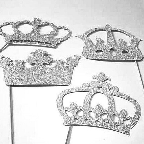Princess Crown Photo booth props silver glitter girls party