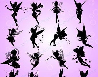 fairy silhouette /fairies / fairy /SVG / EPS /PNG/ Dxf /fairies silhouttes / fairies colored / vector /silhoutte / printable fairies/Hq