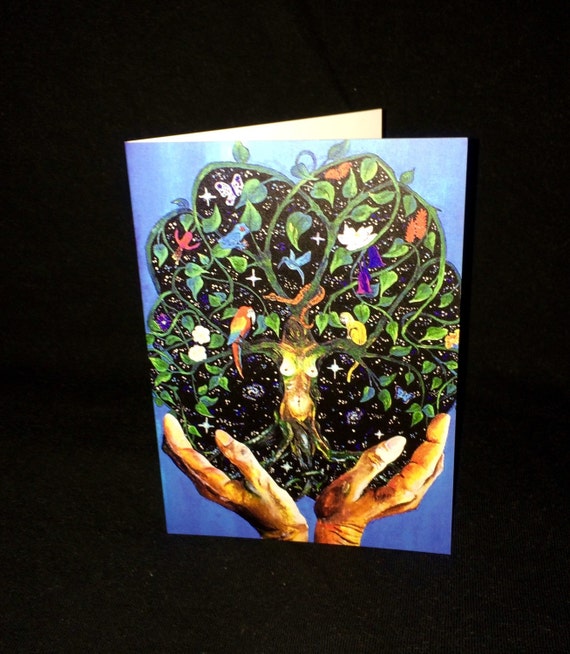 Gaia-Tree of Life Greetings Card by SassoJoArt on Etsy