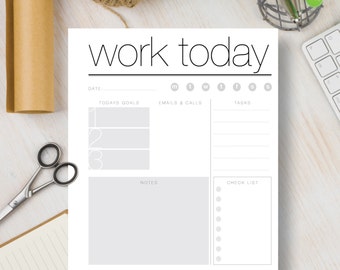 Instant Download Printable Planner Daily Work - Black and White Instant Planner insert includes 4 sizes: A4, A5, Letter & Half Letter | #535