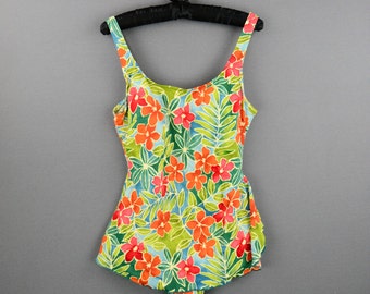 Vintage 1990's Women's 16 South Point Floral Print Skirted 1 Piece Swim Suit