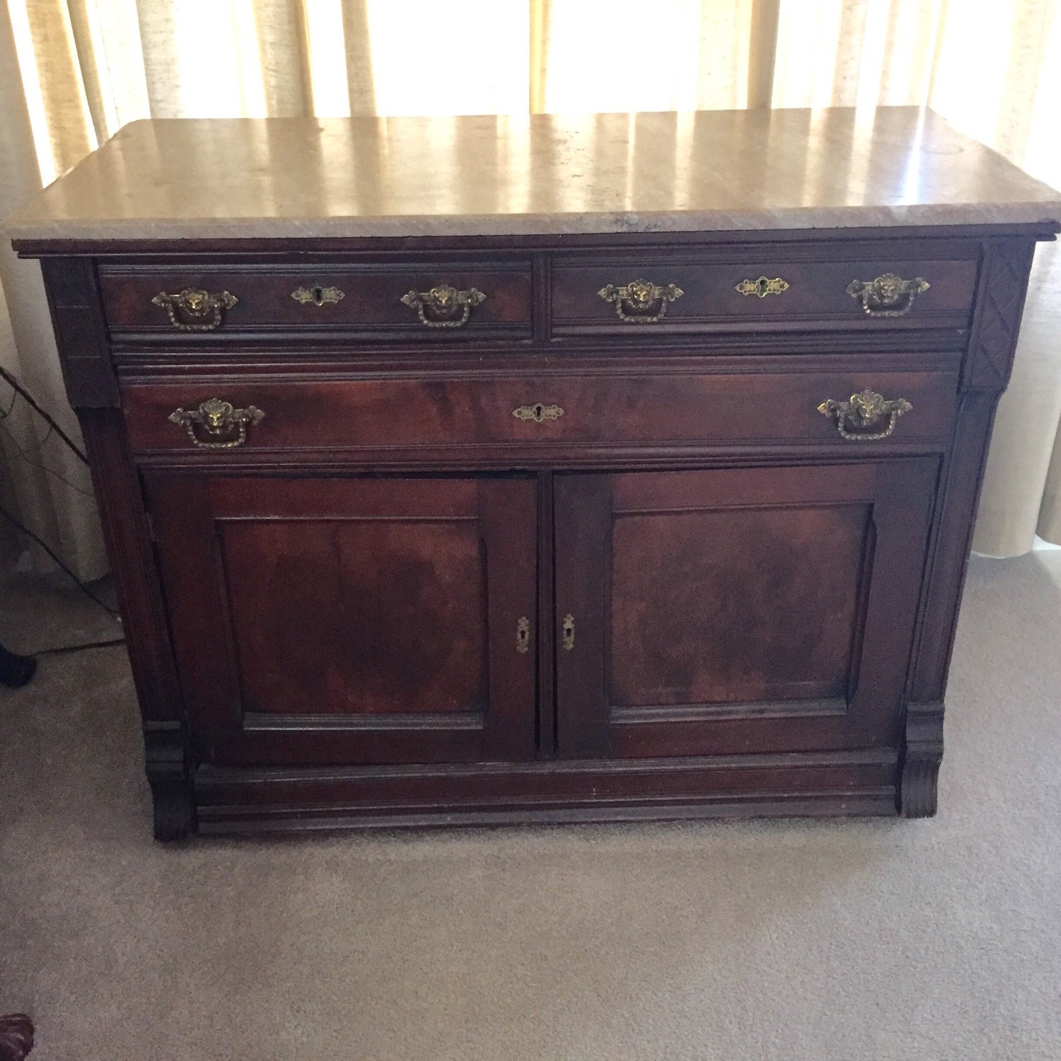 Eastlake Sideboard Buffet Server Antique Vintage