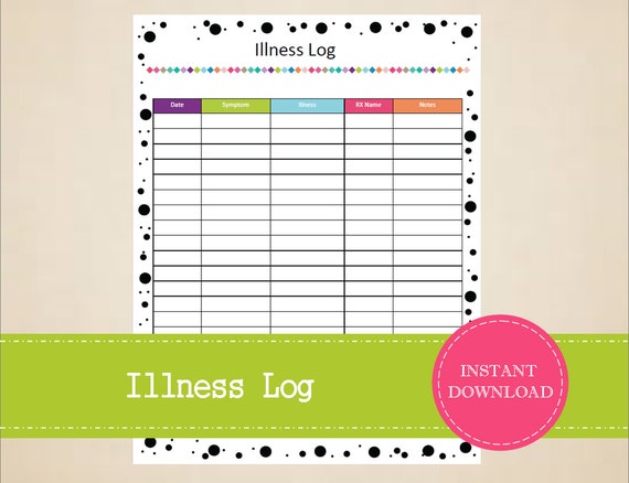 Pet Illness Log Printable Pet Care Kit Pet Care