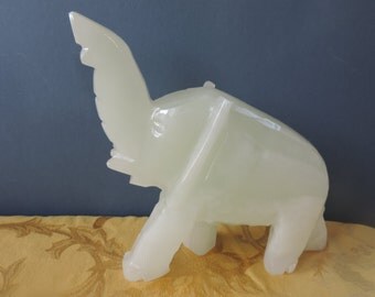 Vintage Onyx Elephant with Trunk Up